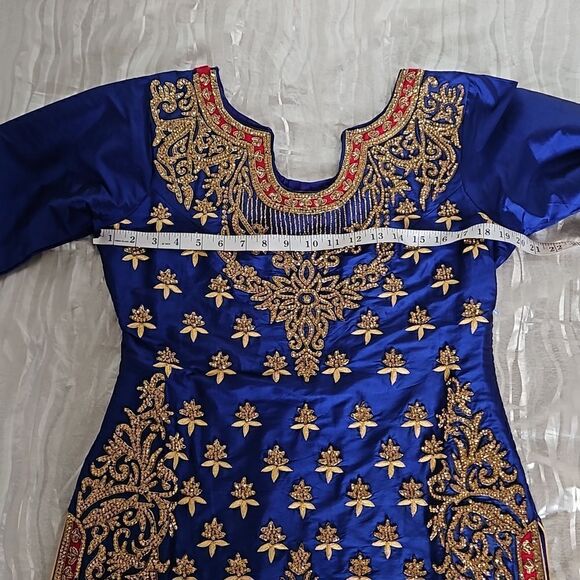 Indian Ladies Straight Kurta Dress With Long Sleeves Size Medium/Small Royal Blu - Picture 8 of 16